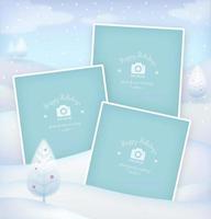 Winter Wonderland Three Photo Frame Template vector