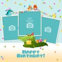 Three Photo Frame Children's Happy Birthday Collage Template
