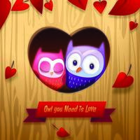 Romantic Valentine's Day Owls Cuddle in Tree Home vector