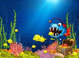 Cartoon Ocean Underwater Coral Reef  vector