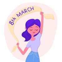 Woman holding 8th March banner vector