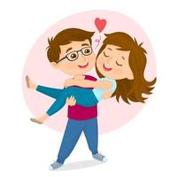 A man carrying a woman in his arms vector