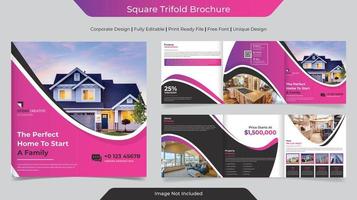 Corporate Business Square Tri-fold Brochure Design vector