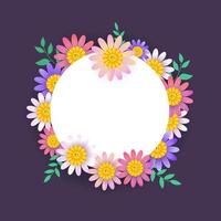 Spring circular frame with beautiful flowers vector