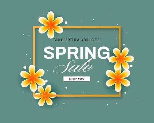 Gold Frame and Flowers spring sale Card