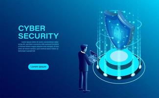 Cyber security concept landing page vector