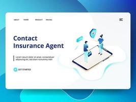 Contact Insurance Agent website template vector