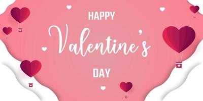 Valentine's Day Banner with origami heart balloons vector