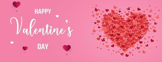 Valentine's Day Banner with hearts and butterflies vector