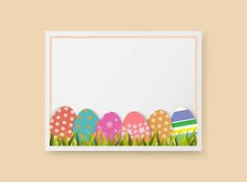 Easter eggs in square frame vector