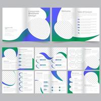 Corporate blue green gradient business brochure template vector