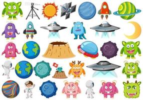 Set of planet space elements  vector