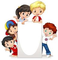 Frame template with happy kids  vector