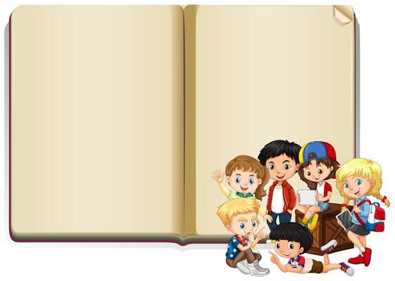 Blank Book Banner with Kids in Front