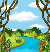 A river in forest landscape vector