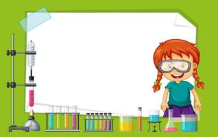 Frame Template with Girl Doing Experiment vector