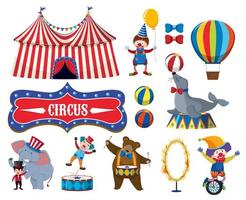 Conjunto de varios objetos de circo vector