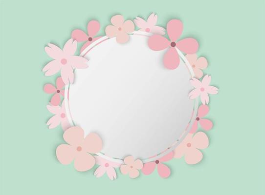 Colorful flowers with circle frame