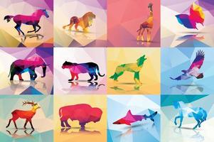 Collection of geometric polygon animals
