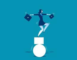 Businesswoman Balancing on Shapes vector