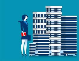 Businesswoman Owner Standing Next to Buildings vector