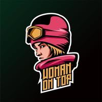 Woman Snowboarder Head with Woman On Top Text vector