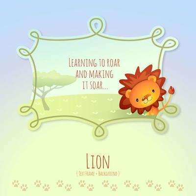 Cartoon African Lion with Text Frame Callout