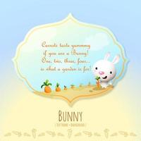 Cartoon Hungry Rabbit with Carrots Text Frame Callout