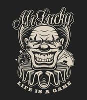 Ilustración de un payaso aterrador en estilo tatuaje vector