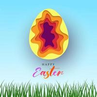 Paper Cut Easter Egg and Grass Card vector