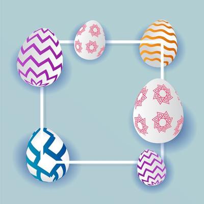 Patterned Easter Eggs and White Frame