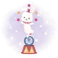 Rabbit Juggling Balls on Unicycle vector