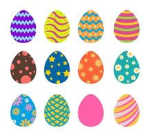 colección de coloridos huevos de pascua estampados vector