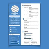 Clean Blue and White Resume Template vector