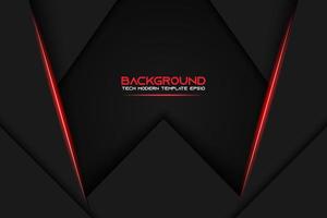 Black Layered Triangle Background with Glowing Red Stripes vector