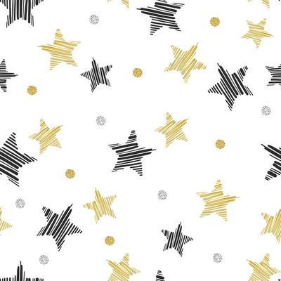 Black and Gold Glitter Star Pattern
