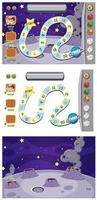 Set of game templates with moon surfaces vector