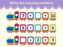 Write the missing numbers train poster vector