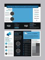 Blue and Black Business Bi-fold Brochure vector