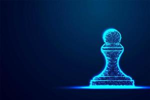 Chess Pawn wire frame Polygon blue frame structure vector
