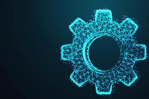 Gear in Abstract Glowing Blue Design vector