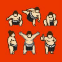 Set of Sumo Japanese Characters vector