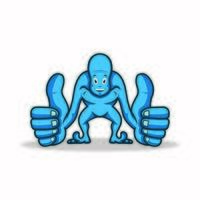 Blue Man Character Giving Thumbs Up