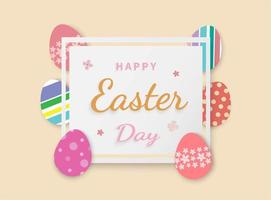 Easter eggs in square frame vector