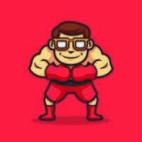 Man  with Glasses with Boxing Gloves vector