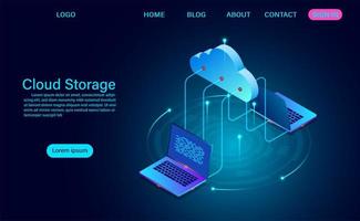 Laptop Cloud Storage Landing Page vector