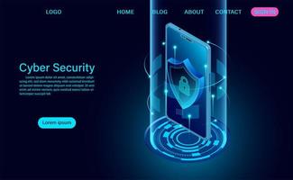 Cyber Security on Phone Banner vector