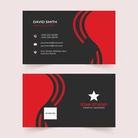 Simple Red Wave Business Card Design vector