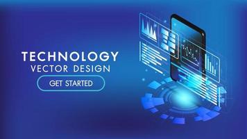 Isometric smart phone or tablet 3d interface vector