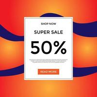 Orange Glowing Wavy Sale Banner for Social Media vector